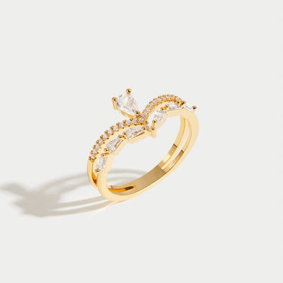Anillo de oro de 18 quilates con cristales de lirio