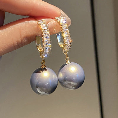 Pendientes de lujo de perlas y circonitas