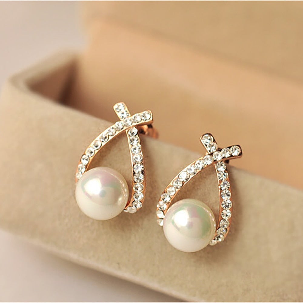 Pendientes de perla y purpurina