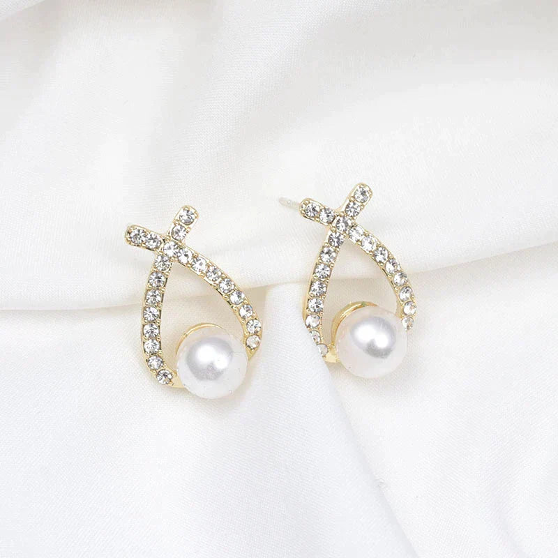 Pendientes de perla y purpurina