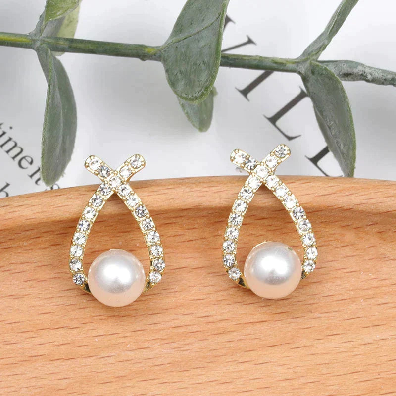 Pendientes de perla y purpurina