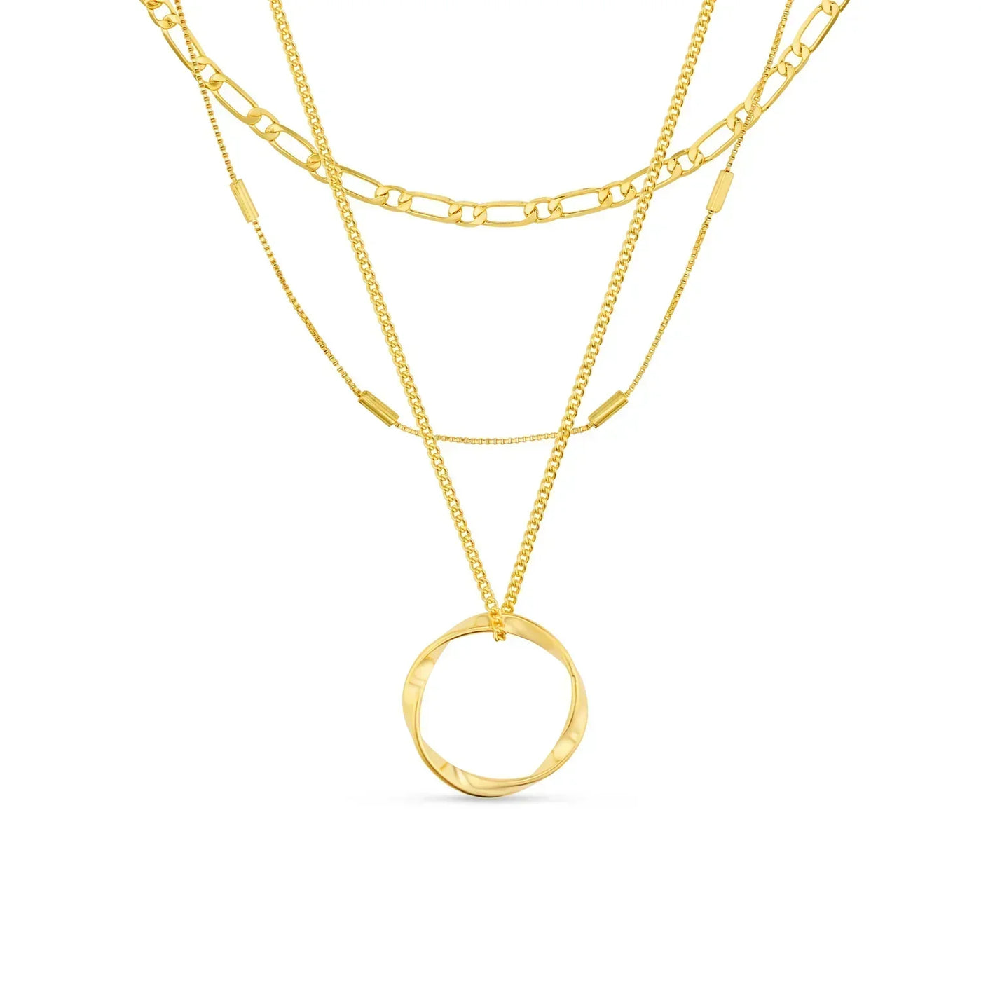 Collar de tres filas con círculo abierto