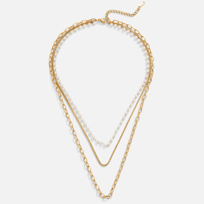 Collar Ariel con triple cadena y perlas