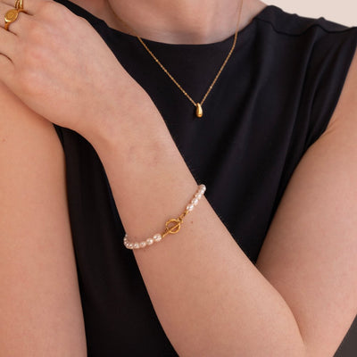 Pulsera de eslabones de perla Cara