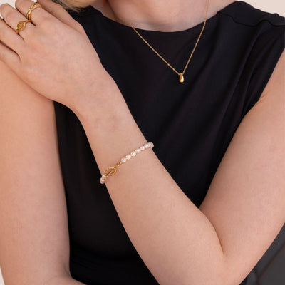 Pulsera de eslabones de perla Cara