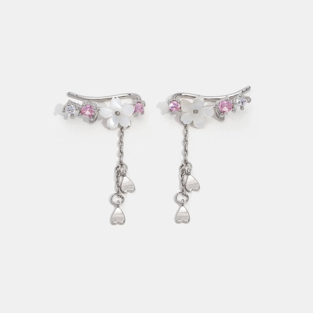 Pendientes de flor de cerezo de cristal