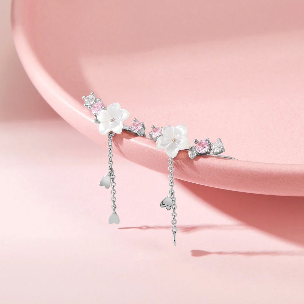 Pendientes de flor de cerezo de cristal