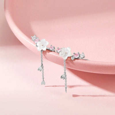 Pendientes de flor de cerezo de cristal