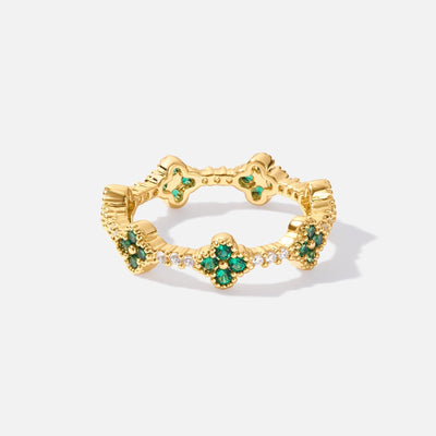 Anillo de cristal de trébol de cuatro hojas