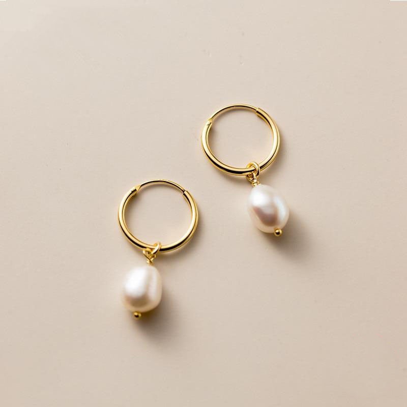 Pendientes de aro Bella con perlas de agua dulce