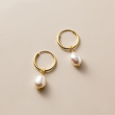 Pendientes de aro Bella con perlas de agua dulce