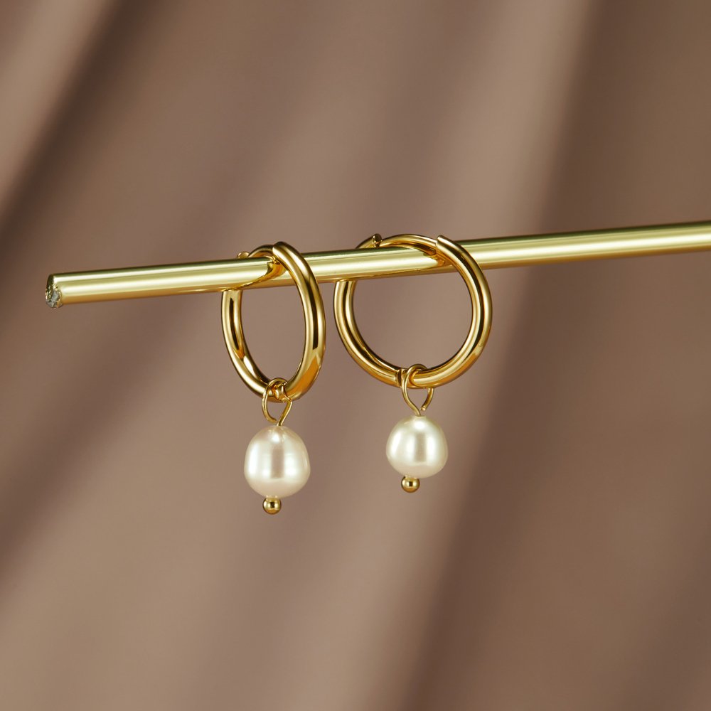 Pendientes de aro Bella con perlas de agua dulce