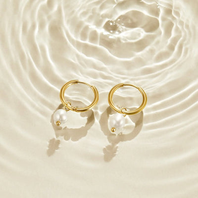 Pendientes de aro Bella con perlas de agua dulce