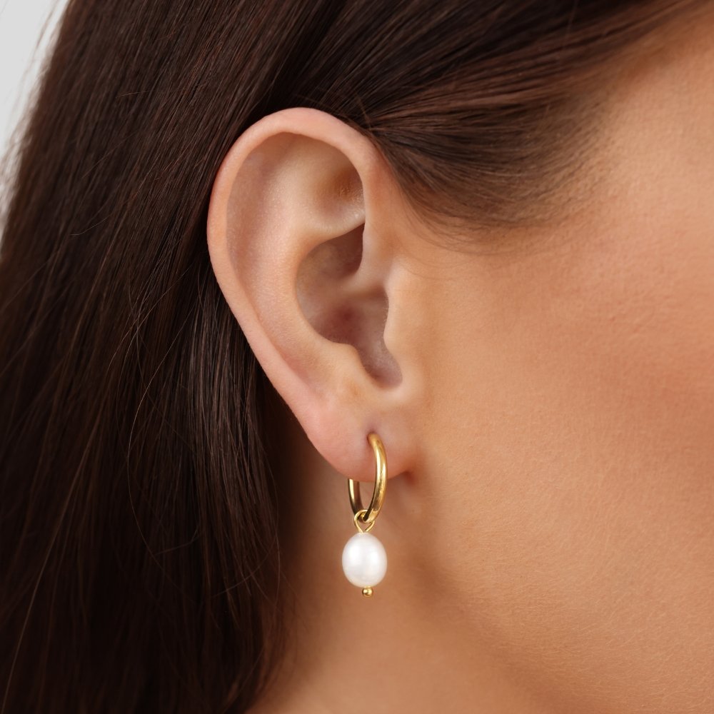Pendientes de aro Bella con perlas de agua dulce