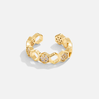 Anillo de panal en oro y cristal