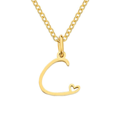 Collar con letra en forma de corazón de oro