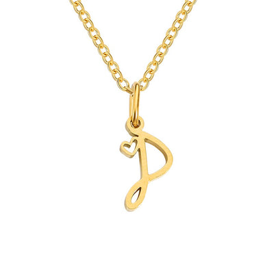 Collar con letra en forma de corazón de oro