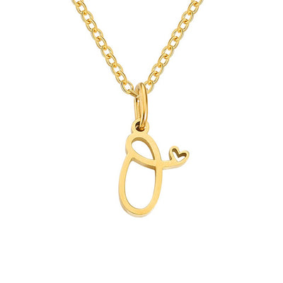 Collar con letra en forma de corazón de oro
