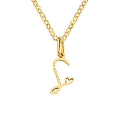 Collar con letra en forma de corazón de oro