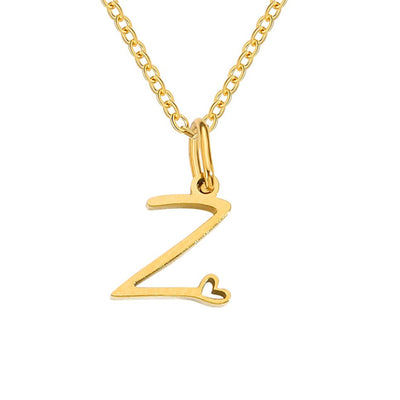 Collar con letra en forma de corazón de oro