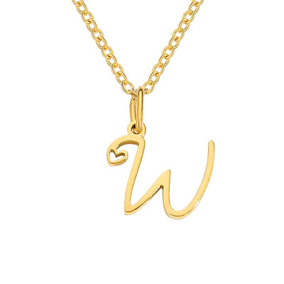 Collar con letra en forma de corazón de oro