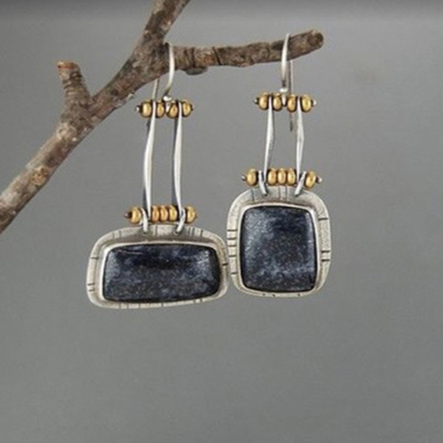 Pendientes vintage de plata de medianoche