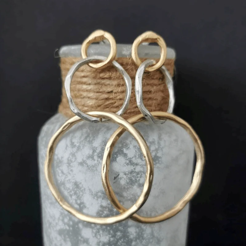 Pendientes de aro de oro y plata