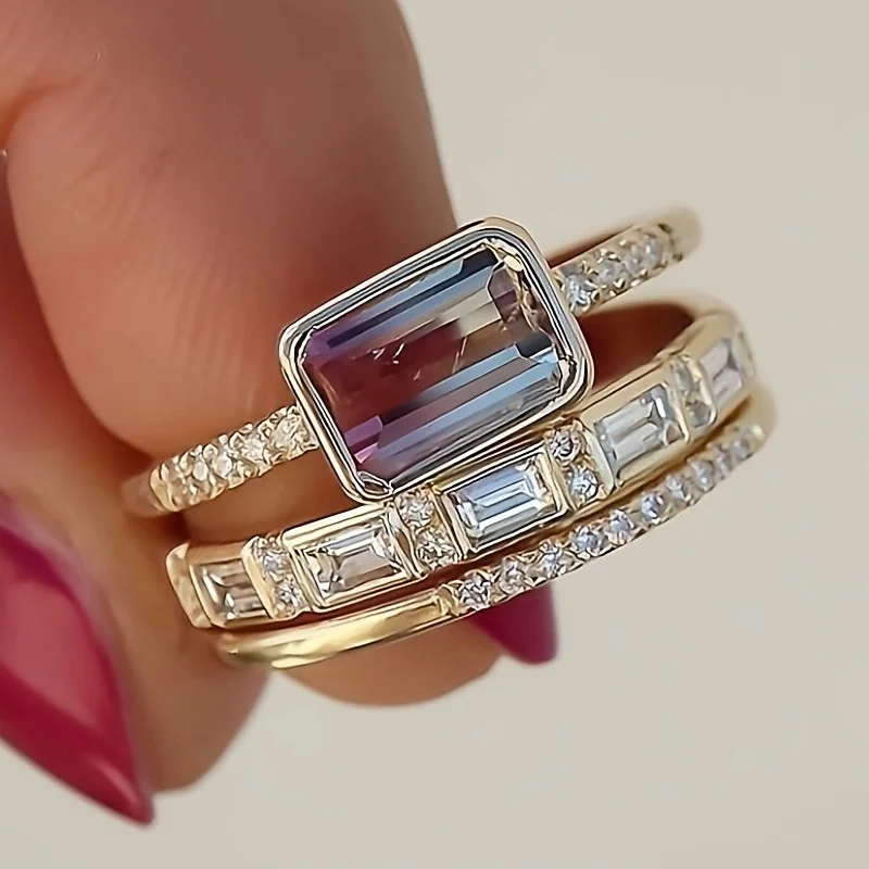 Juego de anillos de cristal pulido