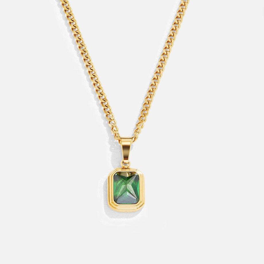 Collar con colgante de cristal verde Monet