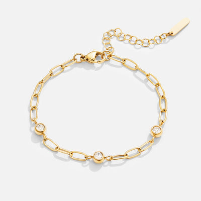 Pulsera Mónica con cristales y cadena dorada