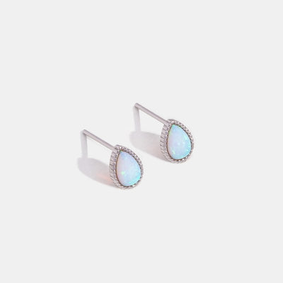 Pendientes de plata con piedra de ópalo en forma de gota
