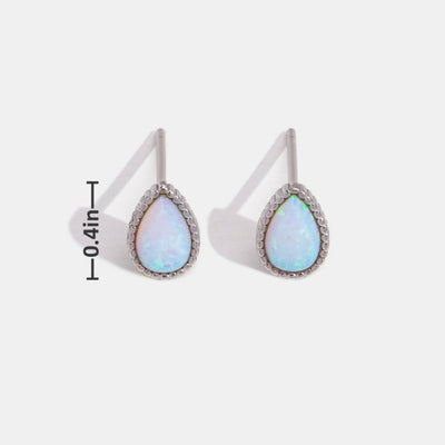 Pendientes de plata con piedra de ópalo en forma de gota