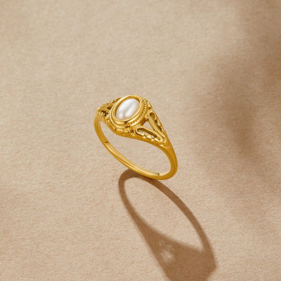 Anillo vintage con perla auténtica