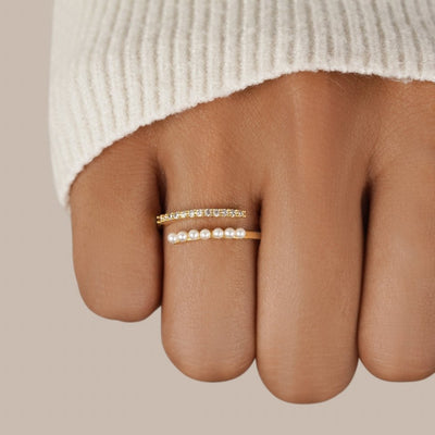 Anillo "Wrap Me" con perlas y cristales
