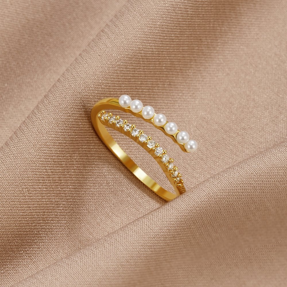 Anillo "Wrap Me" con perlas y cristales