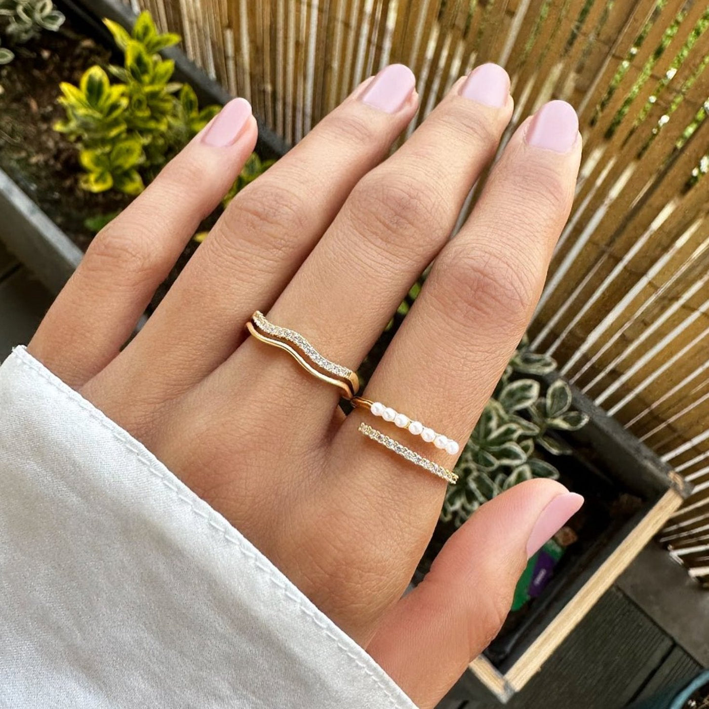 Anillo "Wrap Me" con perlas y cristales
